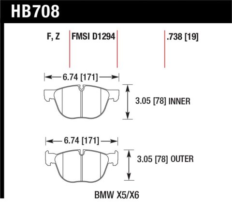 Hawk 07-08 BMW X5 3.0si/4.8i / 09-13 X5 Xdrive / 08-13 X6 Xdrive Perf Ceramic Frt Street Brake Pads