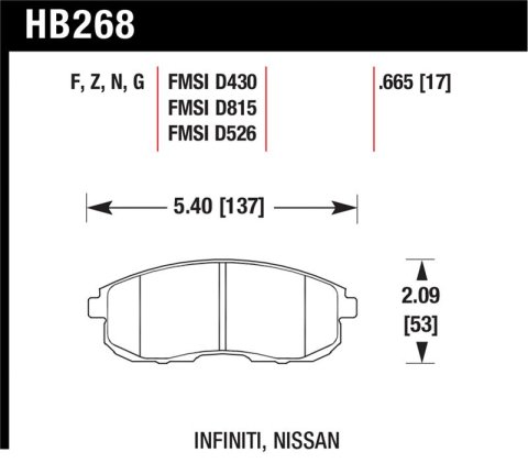 Hawk 03-04 G35/03-05 G35X/ 02-05 350z w/o Brembo DTC-60 Race Front Brake Pads
