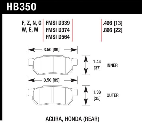 Hawk 86-01 Acura Integra LS / 99-00 Civic Coupe Si DTC-30 Race Rear Brake Pads