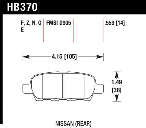 Hawk 03-07 350z / G35 / G35X w/o Brembo HP+ Street Rear Brake Pads