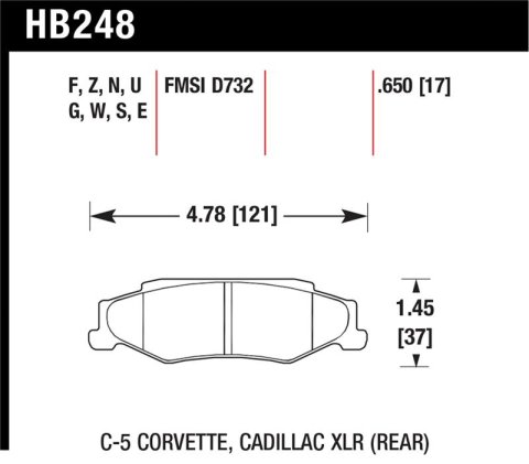 Hawk 97-06 Corvette (incl C5 Z06) HPS Street Rear Brake Pads