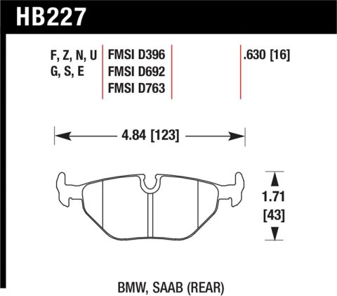 Hawk 95-99 BMW M3 E36 HPS Street Rear Brake Pads