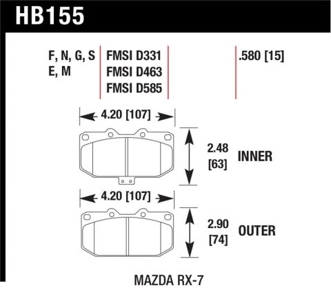 Hawk 93-95 Mazda RX-7 Blue 9012 Front Brake Pads