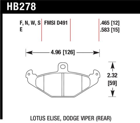 Hawk Lotus Elise 12mm Ht-10 Rear Race Brake Pads