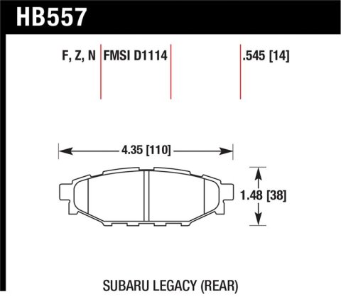 Hawk 2013-2014 Subaru BRZ Ltd (277mm Fr Disc/Solid Rr Disc) High Perf. Street 5.0 Rear Brake Pads
