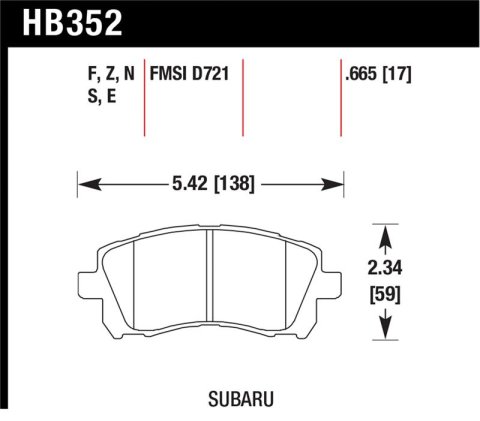 Hawk 1998-2/2002 Subaru Forester L (w/Rear Drum Brakes) High Perf. Street 5.0 Front Brake Pads