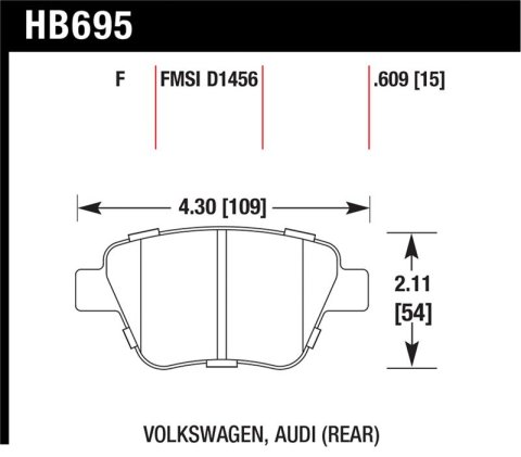 Hawk 2011-2013 Audi A3 Except TDI HPS 5.0 Rear Brake Pads