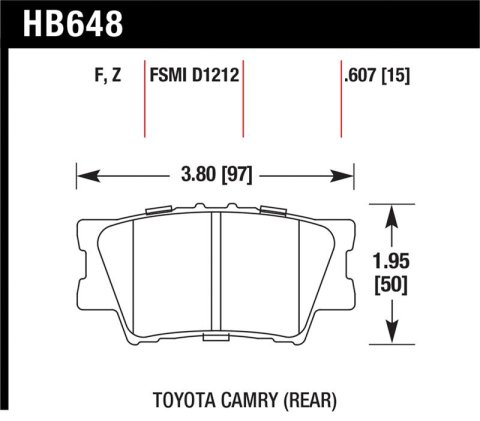 Hawk 2013-2014 Lexus ES300h HPS 5.0 Rear Brake Pads