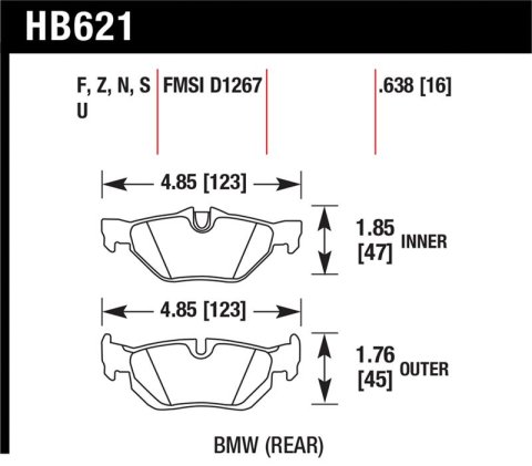 Hawk 2011-2011 BMW 125i HPS 5.0 Rear Brake Pads