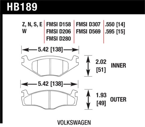 Hawk Blue 9012 Brake Pads Volkswagen