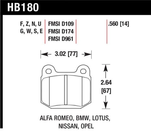 Hawk 03-06 Evo / 04-09 STi / 03-07 350z Track Performance Ceramic Street Rear Brake Pads