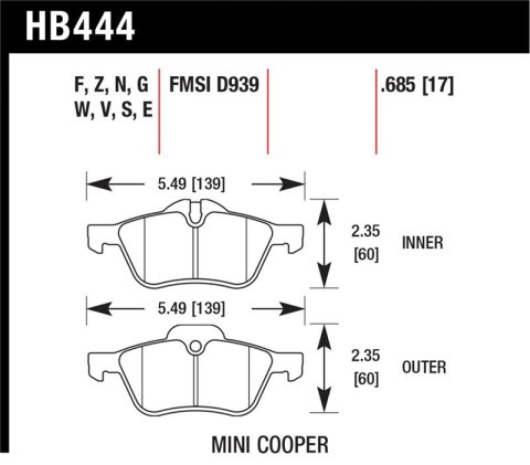 Hawk 02-06 Mini Cooper / Cooper S Performance Ceramic Street Front Brake Pads