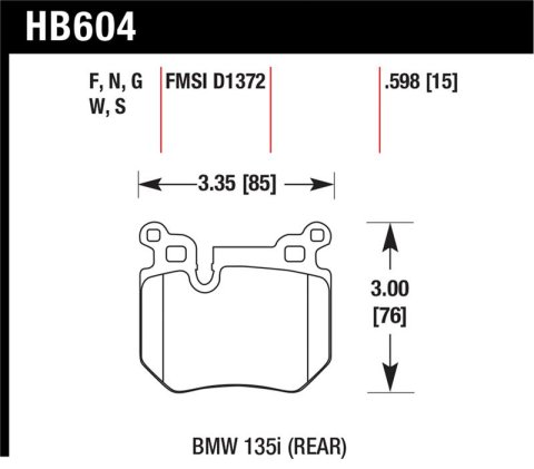 Hawk BMW 135i DTC-30 Race Rear Brake Pads