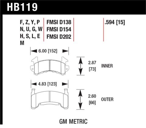 Hawk GM Metric DTC-70 Race Brake Pads w/.0594 Thickness