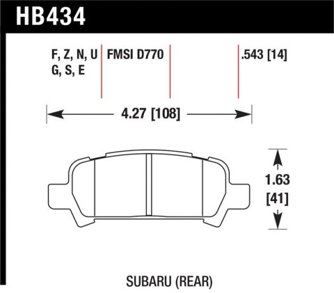 Hawk 02-03 WRX / 05-08 LGT D770 HP+ Street Rear Brake Pads