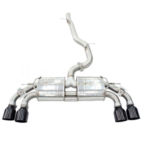 Invidia 2022+ Volkswagen Golf R MK8 76mm R400 Valved Cat Back Exhaust Straight Cut Black Tips