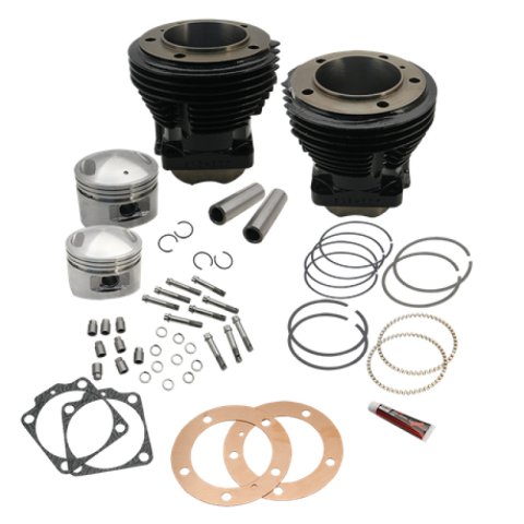 S&S Cycle 66-84 BT 98in 3-5/8in Big Bore Cylinder & Piston Kit For S&S SH98 Engines - Gloss Black