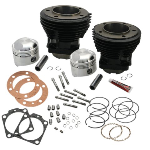 S&S Cycle 66-84 BT 3-31/32in Stroke 3-7/16in Bore 9.0 To 1 Compression Cylinder Kit - Gloss Black