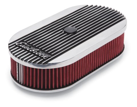 Edelbrock Air Cleaner Elite II Oval Single 4-Bbl Carb 2 5In Red Element Polished