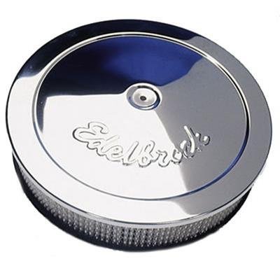 Edelbrock Air Cleaner Pro-Flo Series Round Steel Top Paper Element 14In Dia X 3 313In Chrome