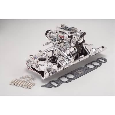 Edelbrock Manifold And Carb Kit Performer RPM Air-Gap Big Block Chevrolet Oval Port Natural Finish