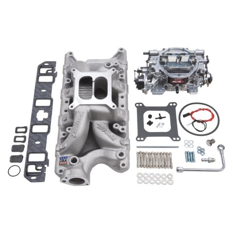 Edelbrock Manifold And Carb Kit Performer RPM Air-Gap Small Block Ford 289-302 Natural Finish