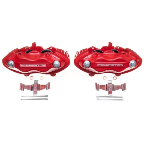 PowerStop Performance Powdercoated Brake Calipers S5086 Calipers, Performance, Stock Series, Aluminum, Red Powdercoated, 4-piston, Front, Chrysler, Dodge, Jeep, Mercedes-Benz, Pair