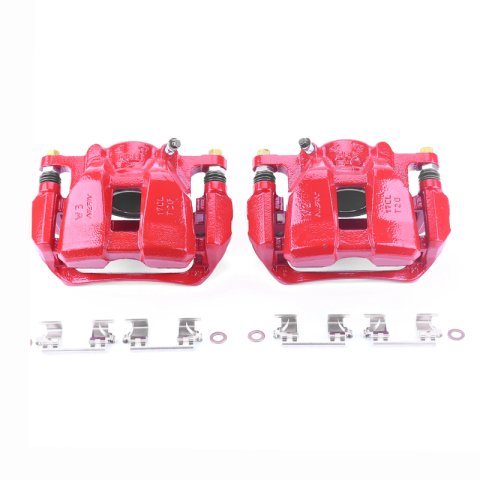 PowerStop Performance Powdercoated Brake Calipers for 2013-2018 ACCORD, 2016-2019 HR-V - S7106 Calipers, Red Calipers, Stock Series, Cast Iron, Red Powdercoated, Front, use on Honda®, Pair