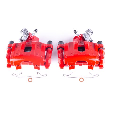 PowerStop Performance Powdercoated Brake Calipers S2954A Calipers, Performance, 1.490 in. Piston Diameter, One-Piston, Aluminum, Red Powdercoated, Rear, Mazda, Volvo, Pair