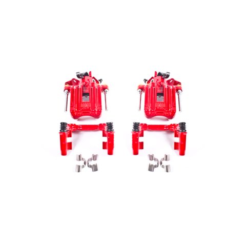 Power Stop 00-06 Audi TT Quattro (w/Non Vented Rotors Only) Rear Red Calipers w/Brackets - Pair
