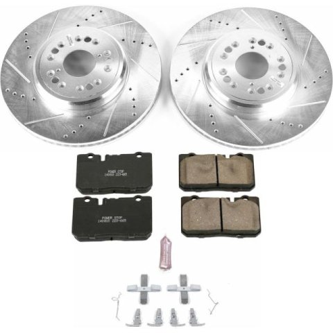 PowerStop Z23 Evolution Sport Brake Upgrade Kits for 1995-2000 LS400 - K5099 Rotor and Pad Combo, Upgrade, Front, Cross-drilled/Slotted Rotors, Zinc Dichromate Plated, Carbon Fiber Ceramic Pads, Lexus