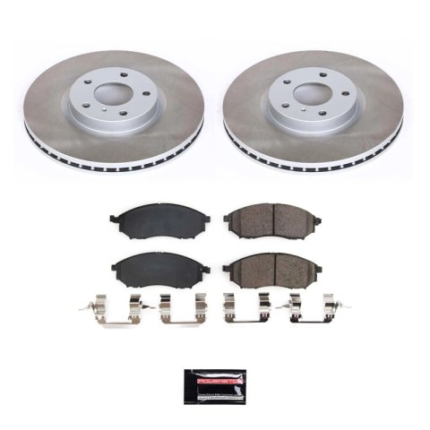 PowerStop Z17 Evolution Plus Semi-Coated Rotor Brake Kits SC112 and Pad Combo, Semi-Coated, Front, Solid Surface Rotors, 12.58 in. O.D., Ceramic Pads, for Infiniti, for Nissan, Kit