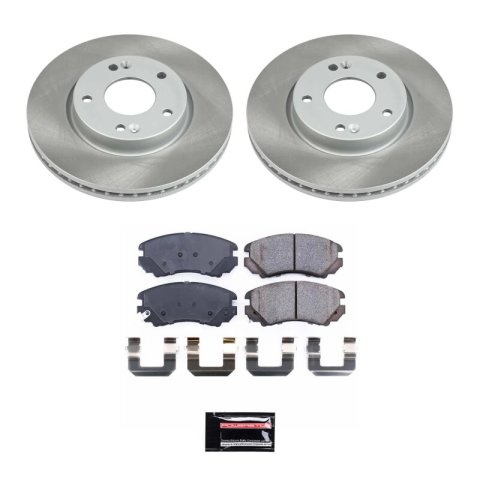 PowerStop Z17 Evolution Plus Semi-Coated Rotor Brake Kits SC165 and Pad Combo, Semi-Coated, Front, Solid Surface Rotors, 11.01 in. O.D., Ceramic Pads, for Hyundai, for Kia, Kit
