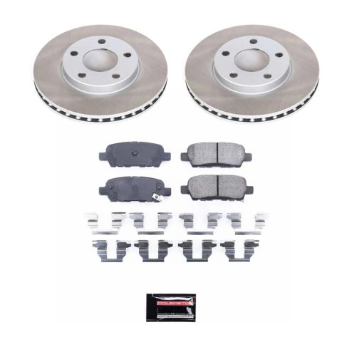 PowerStop Z17 Evolution Plus Semi-Coated Rotor Brake Kits SC179 and Pad Combo, Semi-Coated, Rear, Solid Surface Rotors, 12.13 in. O.D., Ceramic Pads, for Infiniti, for Nissan, Kit