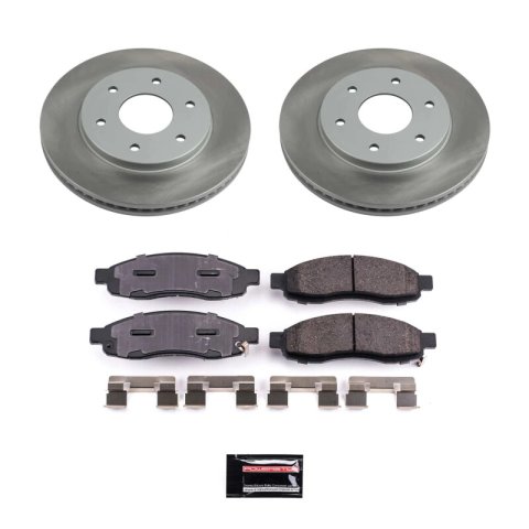 PowerStop Z17 Evolution Plus Semi-Coated Rotor Brake Kits SC2442 and Pad Combo, Semi-Coated, Front, Solid Surface Rotors, 12.59 in. O.D., Ceramic Pads, for Infiniti, for Nissan, Kit