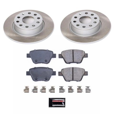 PowerStop Z17 Evolution Plus Semi-Coated Rotor Brake Kits SC5667 and Pad Combo, Semi-Coated, Rear, Solid Surface Rotors, 10.71 in. O.D., Ceramic Pads, Audi, Volkswagen, Kit