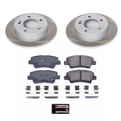 PowerStop Z17 Evolution Plus Semi-Coated Rotor Brake Kits SC6502 and Pad Combo, Semi-Coated, Rear, Solid Surface Rotors, 10.31 in. O.D., Ceramic Pads, for Hyundai, for Kia, Kit