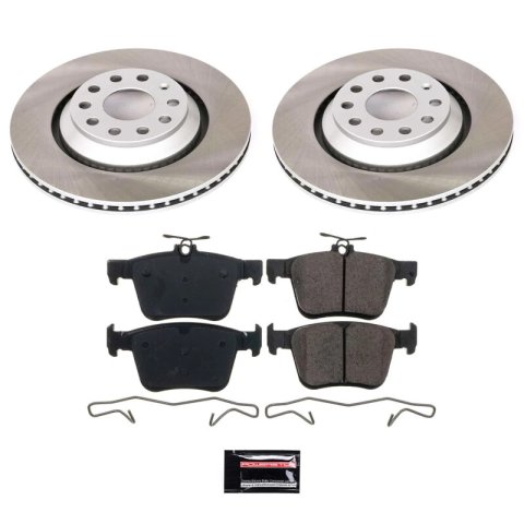 PowerStop Z17 Evolution Plus Semi-Coated Rotor Brake Kits SC7084 and Pad Combo, Semi-Coated, Rear, Solid Surface Rotors, 12.20 in. O.D., Ceramic Pads, Audi, Volkswagen, Kit