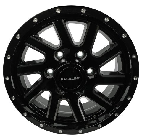 Raceline 820M Twisted 15x6in / 6x139.7 BP / 0mm Offset / 4.25mm Bore - Black & Machined Wheel