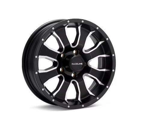 Raceline 860M Mamba 15x5in / 5x114.3 BP / -0.125mm Offset / 3.190mm Bore - Black & Machined Wheel