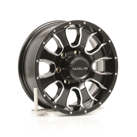 Raceline 860M Mamba 15x6in / 6x139.7 BP / 0mm Offset / 4.25mm Bore - Black & Machined Wheel
