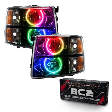 Oracle 07-13 Chevy Silverado SMD HL - Blk - Round Style - ColorSHIFT w/ BC1 Controller