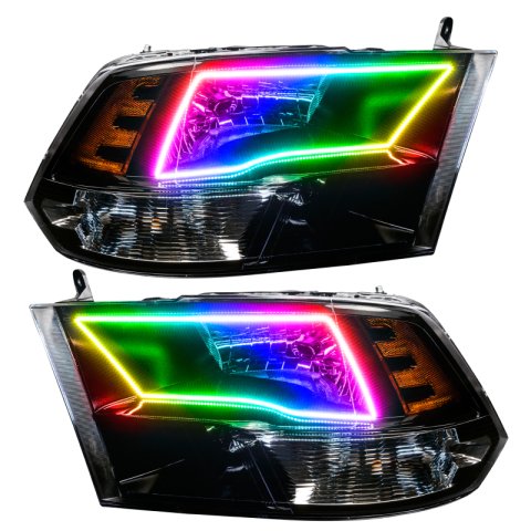 Oracle 09-17 RAM 1500 TRX Quad Pre-Assembled Headlights Blk Housing - w/ 2.0 Controller