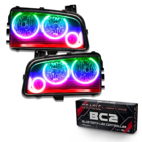 Oracle 05-10 Dodge Charger SMD HL (Non-HID) - Triple Halo - ColorSHIFT w/ BC1 Controller