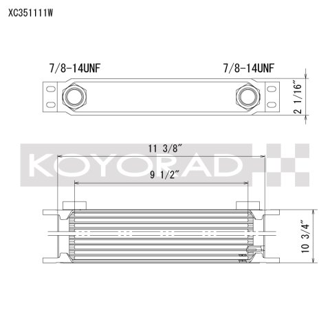 Koyo 35 Row Oil Cooler 11.25in x 11in x 2in (-10AN ORB provisions)