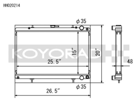 Koyo Nissan 89-93 Skyline GT-R/GT-S 2.6L (t)/88-94 Cefiro 2.0L (t)/89-93 Laurel 2.0L (t) Radiator