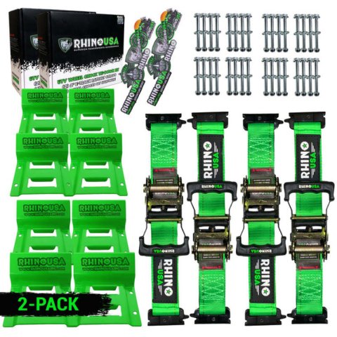 Rhino USA UTV Wheel Chock Tie-Down Kit (4-Wheel Kit) (Green)