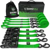 Rhino USA Heavy Duty Ratchet Tie-Down 4-Pack Green 1.6In X 15Ft thumbnail 1