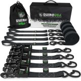 Rhino USA Heavy Duty Ratchet Tie-Down 4-Pack (Black) 1.6In X 8Ft thumbnail 1