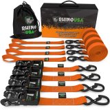 Rhino USA Heavy Duty Ratchet Tie-Down 4-Pack (Orange) 1.6In X 8Ft thumbnail 1